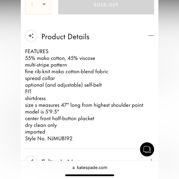 Kate Spade striped knit polo dress with belt- small - Picture 6 of 11